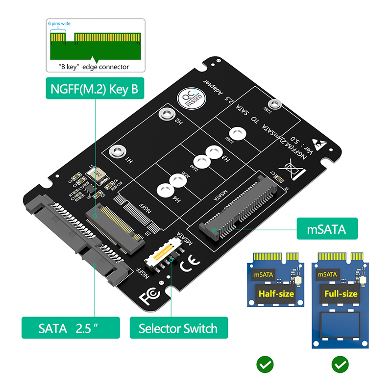 M.2 NGFF mSATA SSD to SATA 3.0 - đánh giá và giá Memory Card Ssd